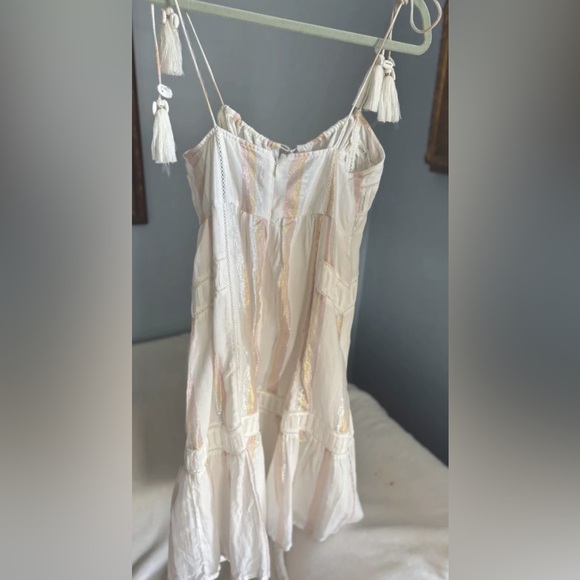Anthropologie dress - above knee length, white with gold and pink stripes. - Picture 2 of 2